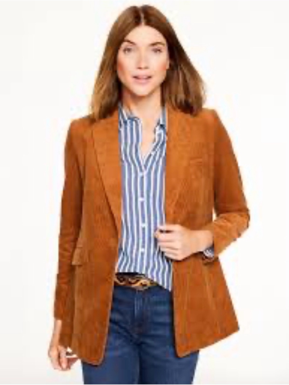 Talbots Women Mustard Yellow Corduroy Blazer Patch Sleeves Grandpacore Academia